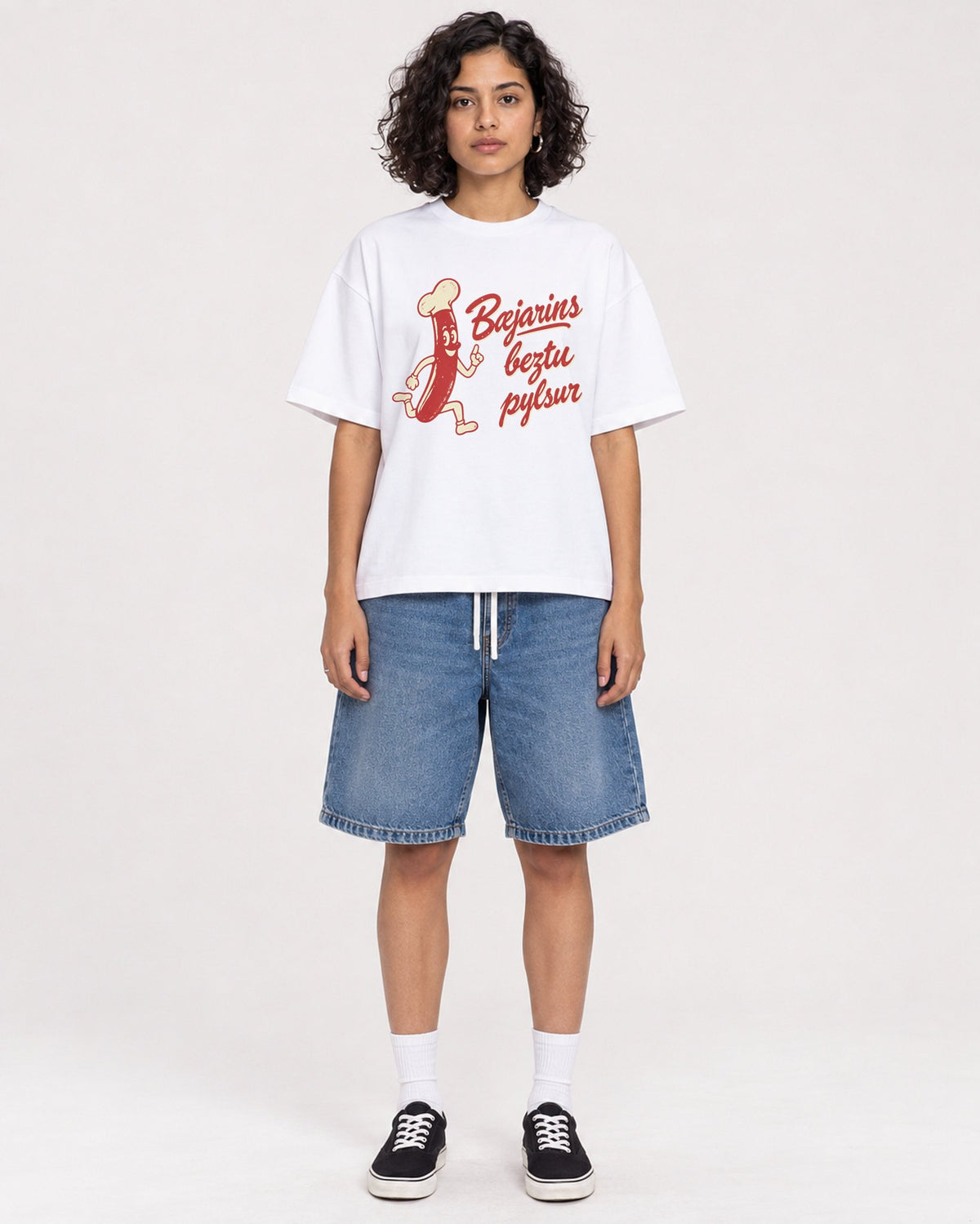 Mockup Boxy Heavyweight Tee White female full-body 26