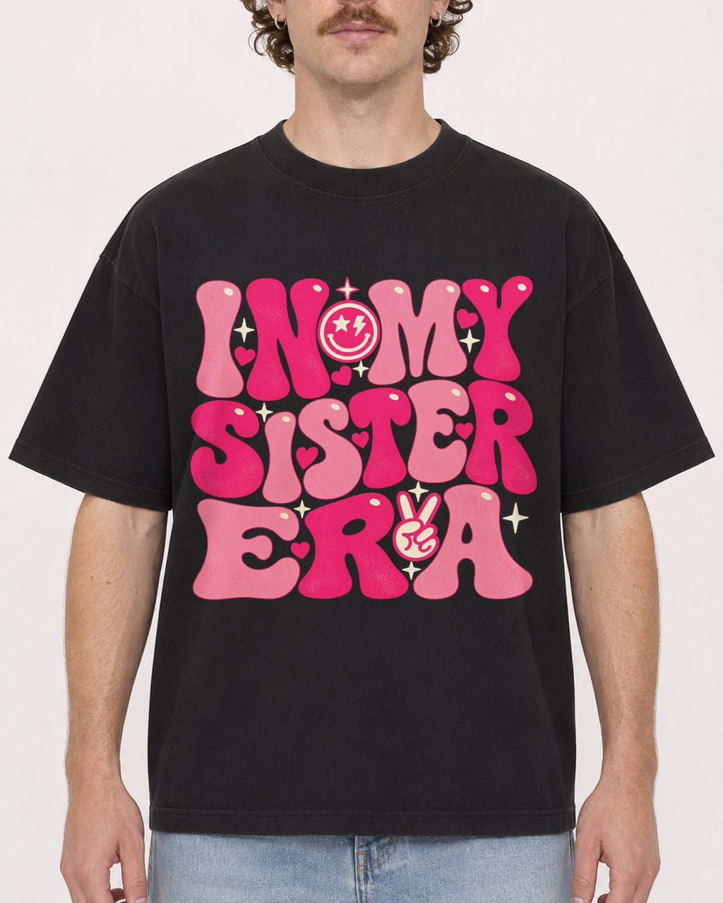 Mockup Boxy Heavyweight Tee Black male close-up 09