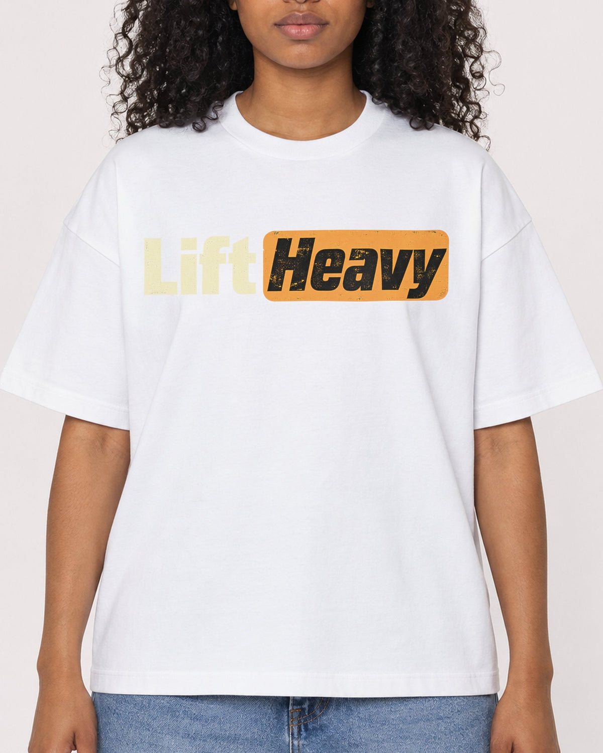 Mockup Boxy Heavyweight Tee White female close-up 05