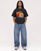 Mockup Boxy Heavyweight Tee Black female full-body 04