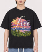 Mockup Boxy Heavyweight Tee Black male close-up 11