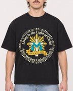 Mockup Boxy Heavyweight Tee Black male close-up 29