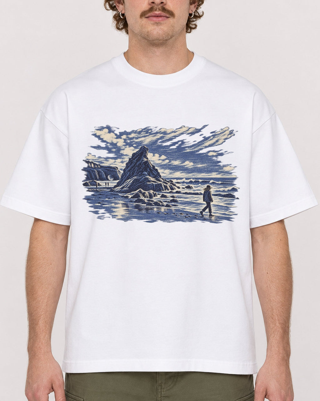 Mockup Boxy Heavyweight Tee White male close-up 09