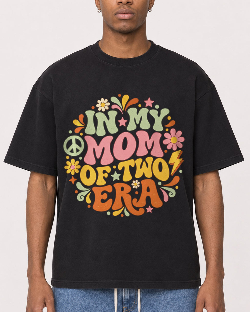 Mockup Boxy Heavyweight Tee Black male close-up 35