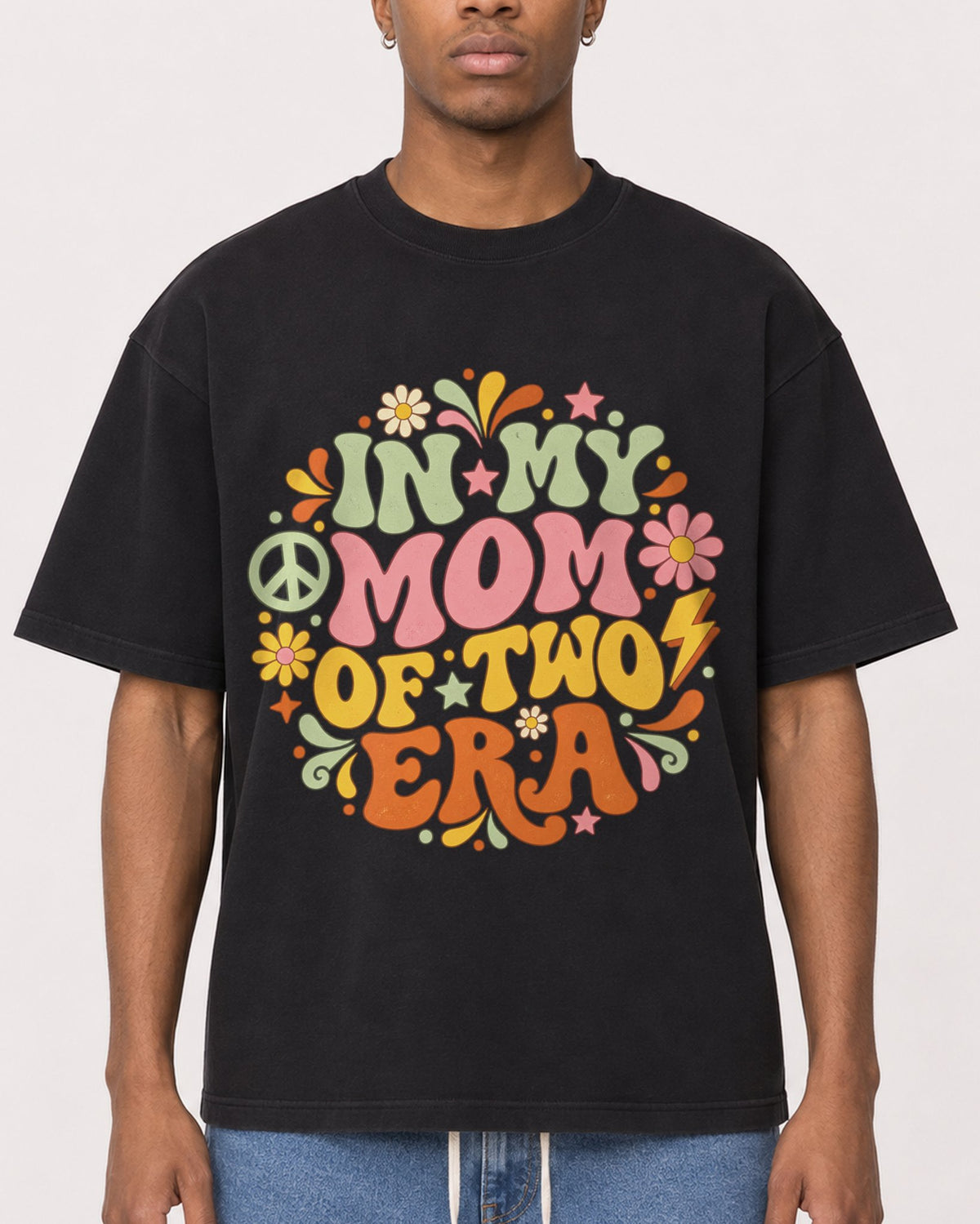 Mockup Boxy Heavyweight Tee Black male close-up 35
