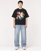 Mockup Boxy Heavyweight Tee Black male full-body 21