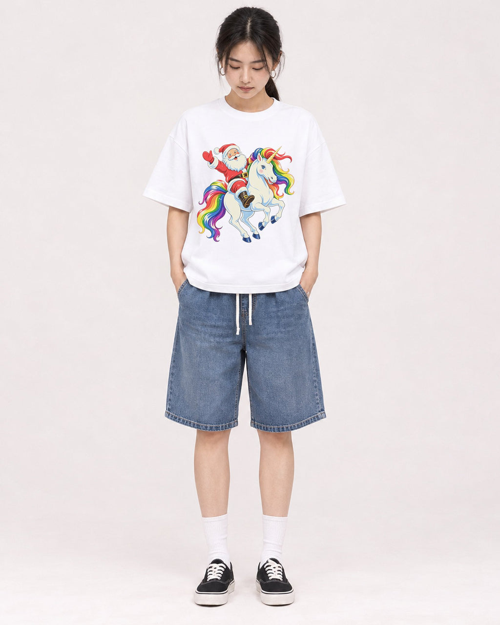 Mockup Boxy Heavyweight Tee White female full-body 21