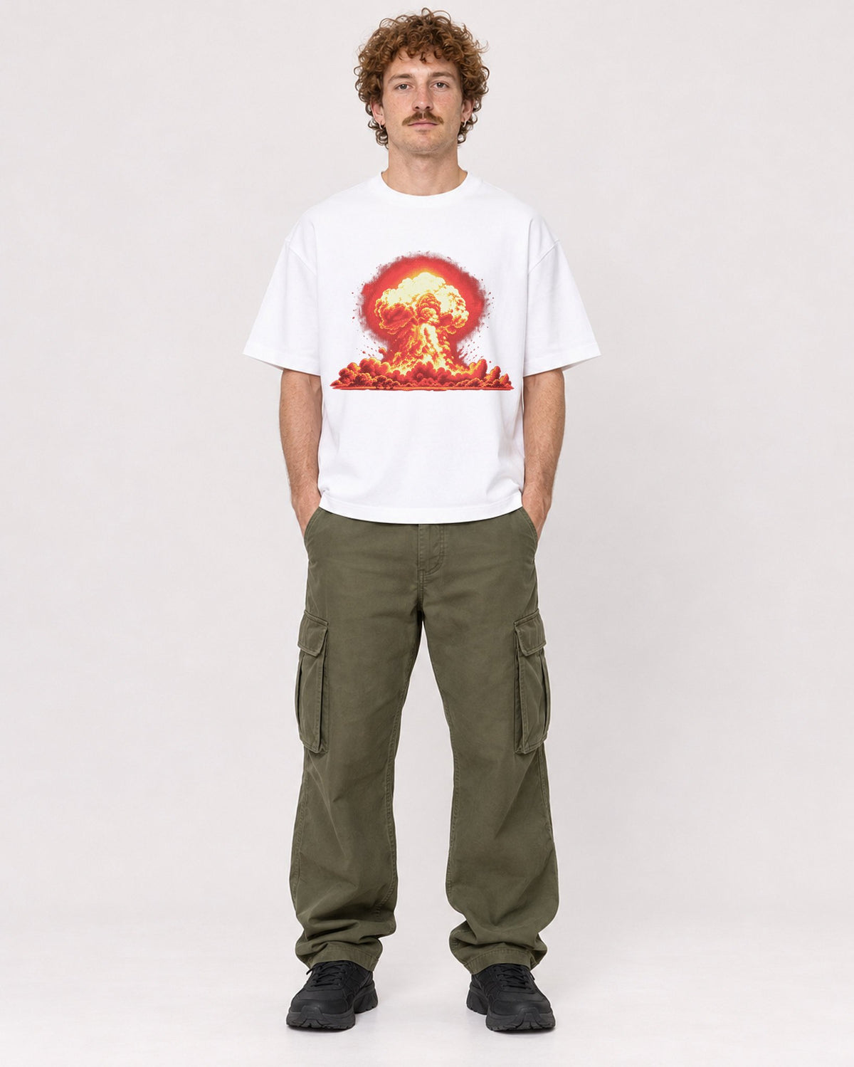 Mockup Boxy Heavyweight Tee White male full-body 09