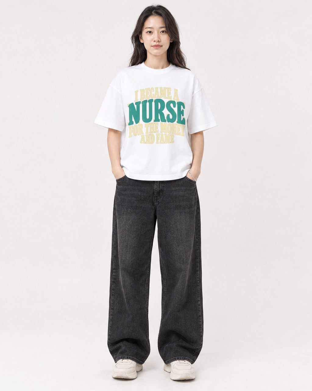 Mockup Boxy Heavyweight Tee White female full-body 03