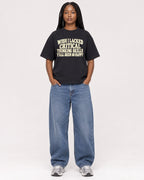 Mockup Boxy Heavyweight Tee Black female full-body 04