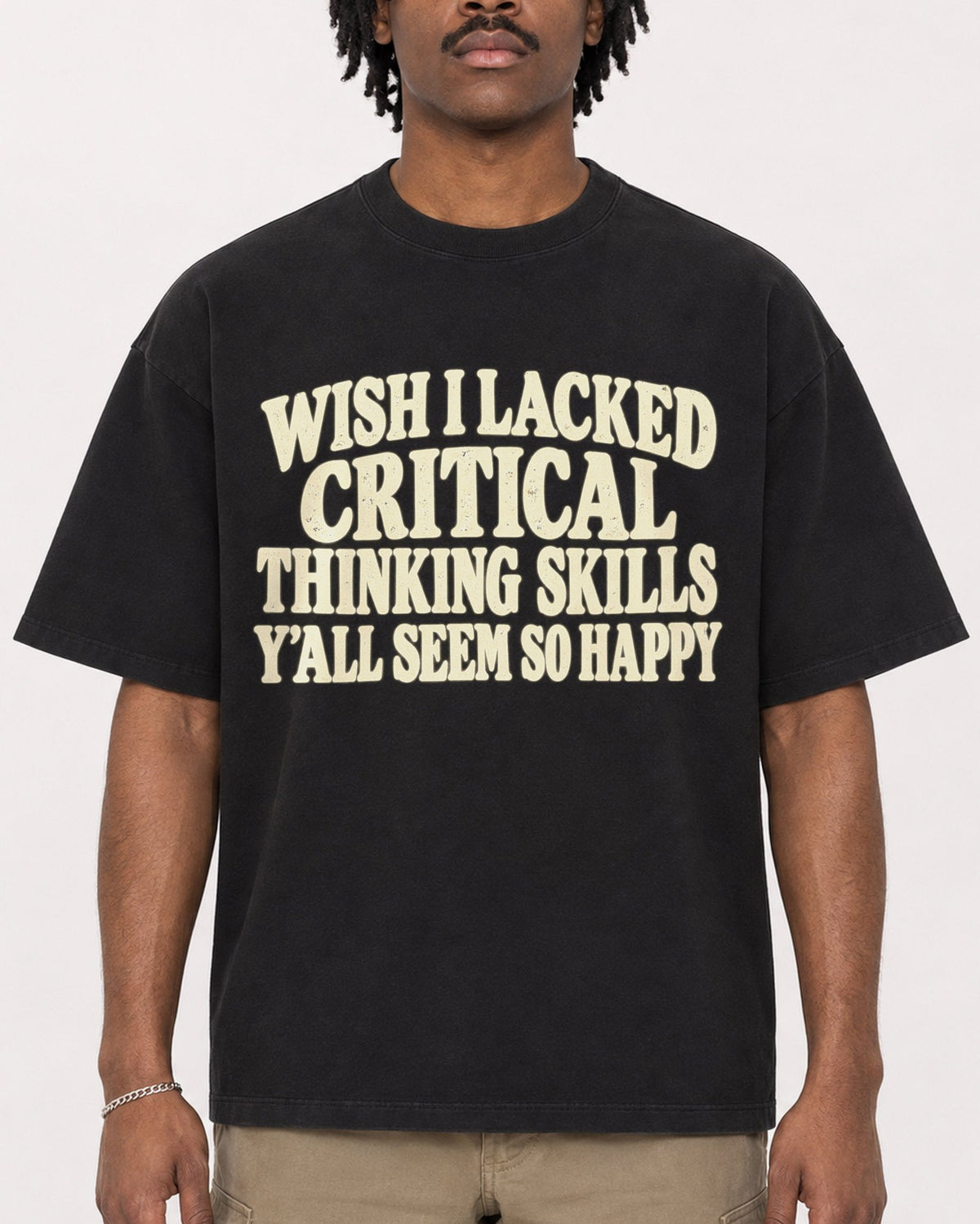 Mockup Boxy Heavyweight Tee Black male close-up 04