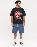 Mockup Boxy Heavyweight Tee Black male full-body 07