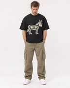 Mockup Boxy Heavyweight Tee Black male full-body 08