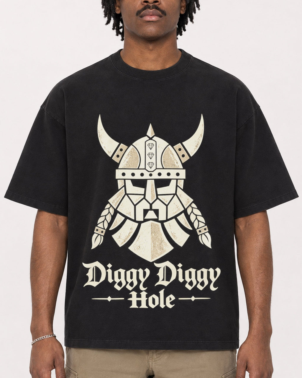 Mockup Boxy Heavyweight Tee Black male close-up 04