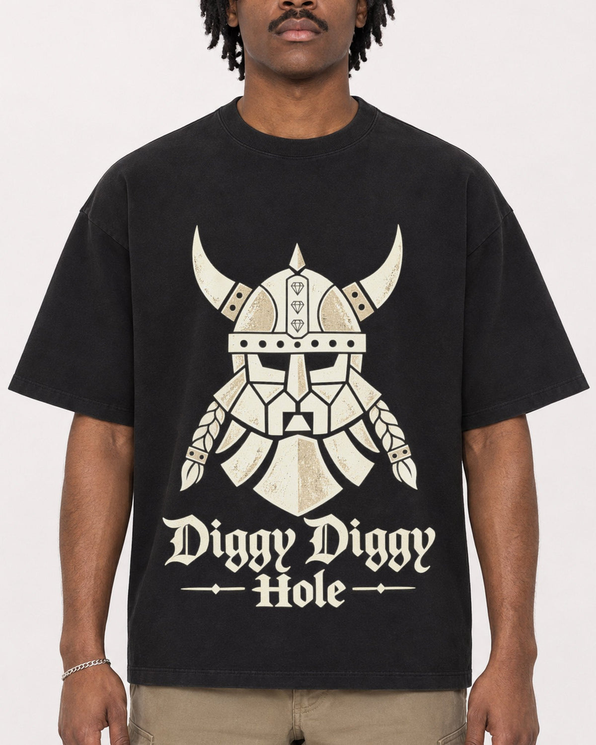 Mockup Boxy Heavyweight Tee Black male close-up 04