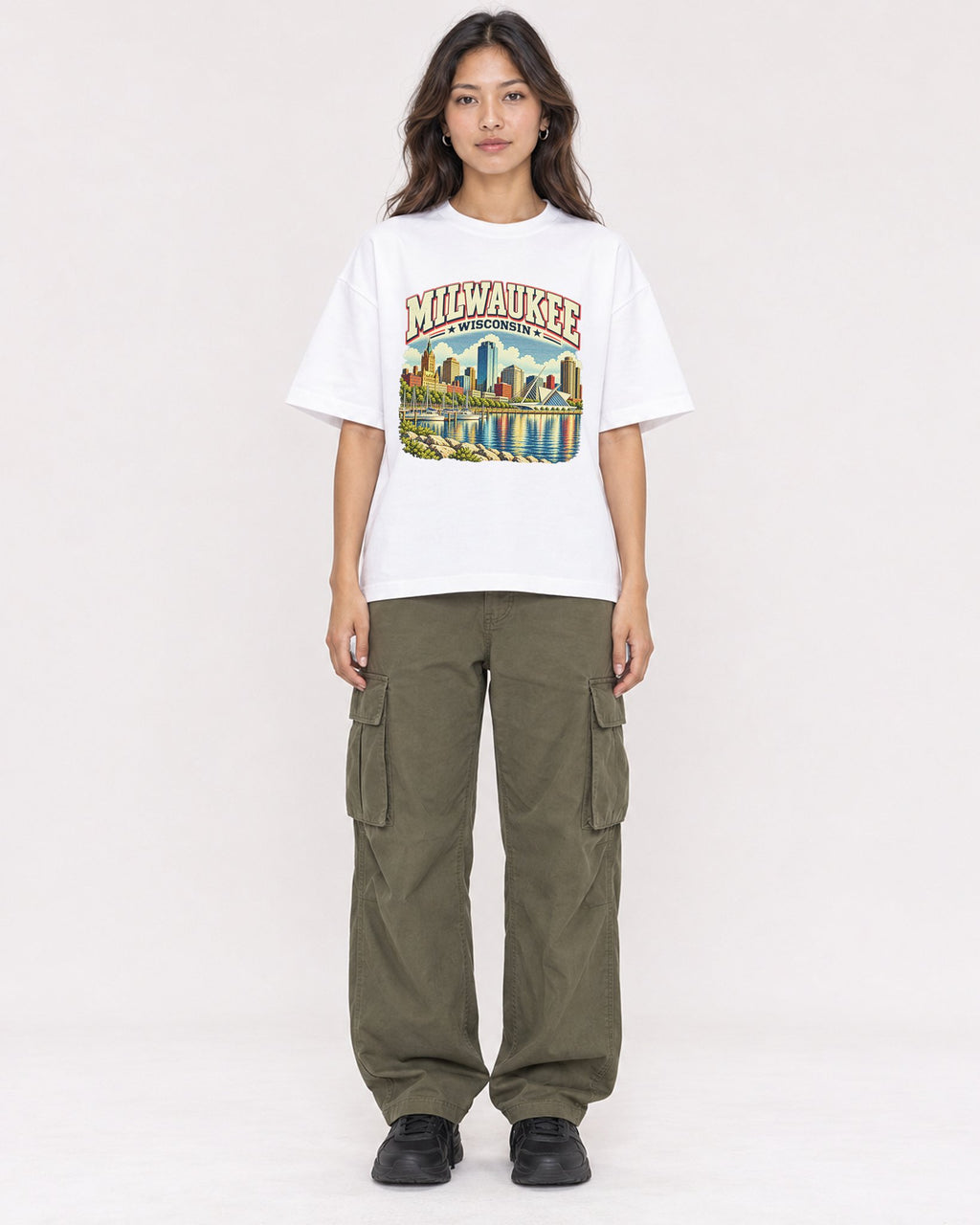 Mockup Boxy Heavyweight Tee White female full-body 02