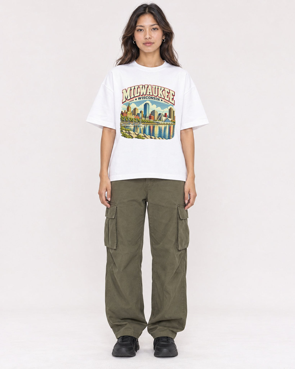 Mockup Boxy Heavyweight Tee White female full-body 02