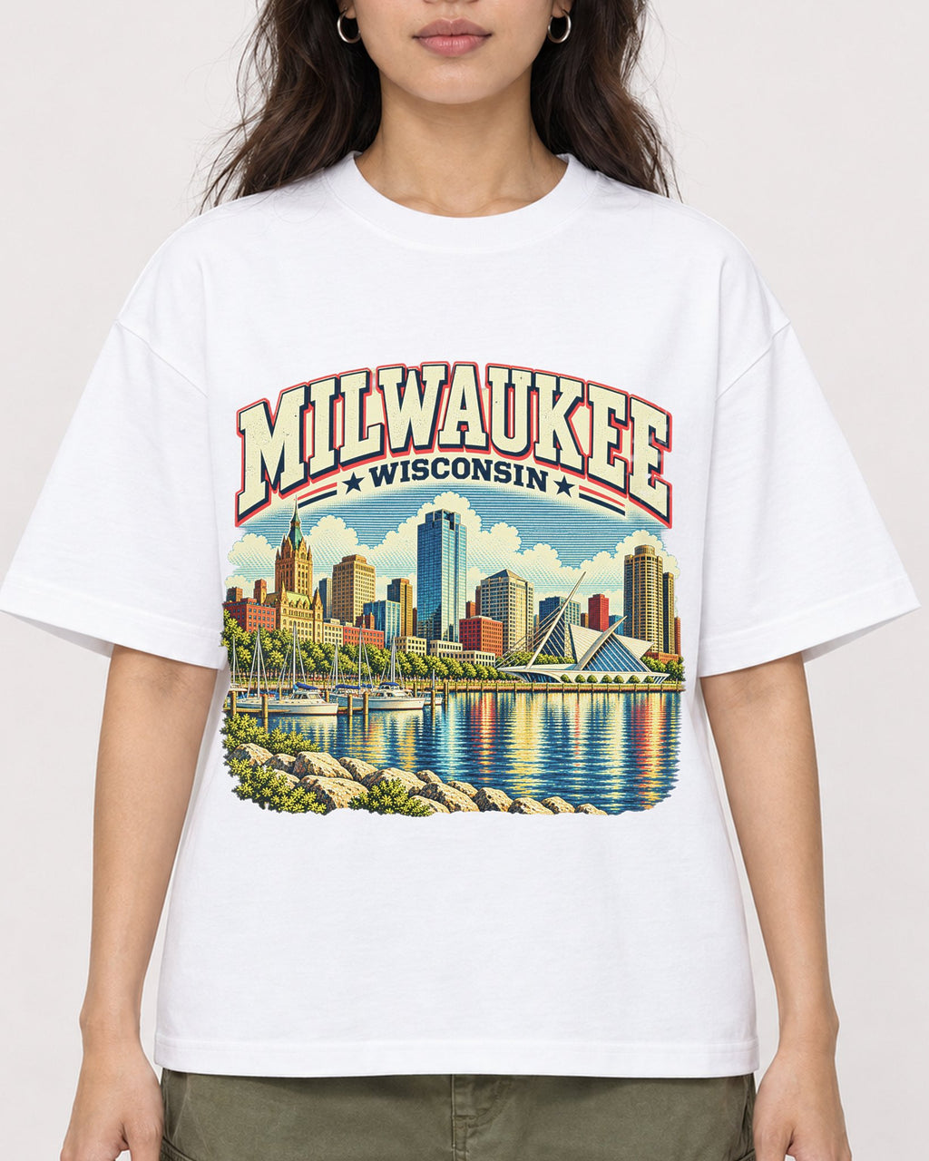 Mockup Boxy Heavyweight Tee White female close-up 02