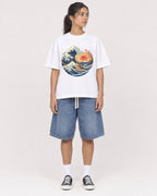 Mockup Boxy Heavyweight Tee White female full-body 16