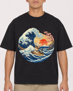 Mockup Boxy Heavyweight Tee Black male close-up 16
