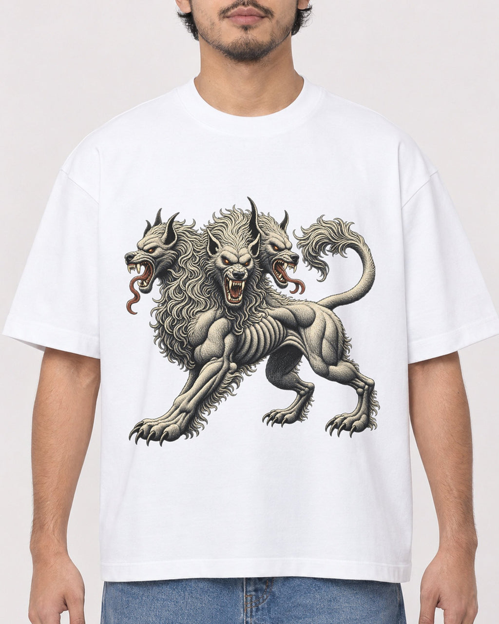 Mockup Boxy Heavyweight Tee White male close-up 02