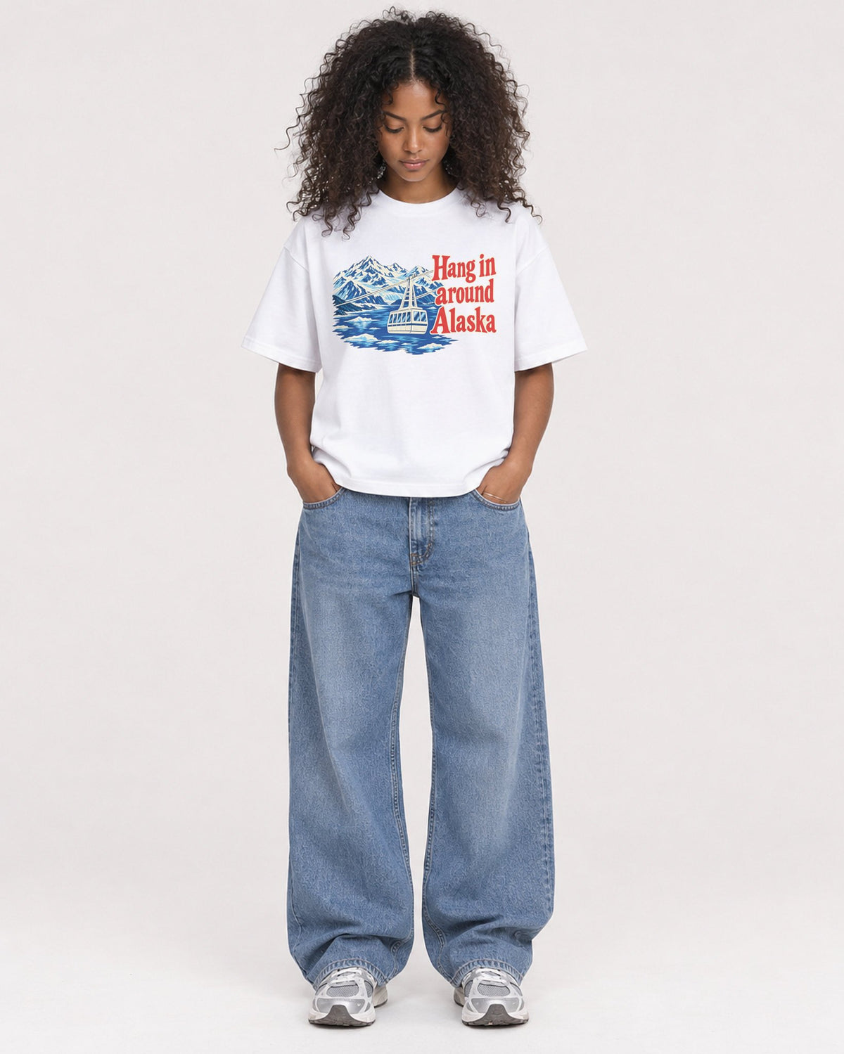 Mockup Boxy Heavyweight Tee White female full-body 05