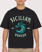 Mockup Boxy Heavyweight Tee Black male close-up 16