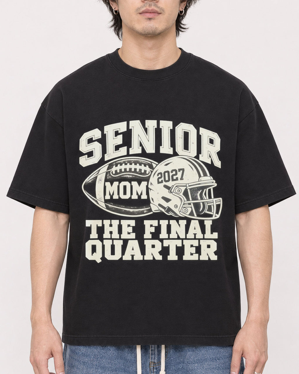 Mockup Boxy Heavyweight Tee Black male close-up 03