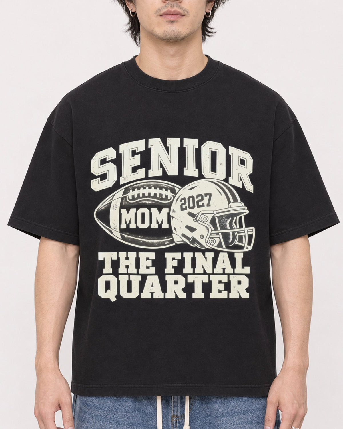 Mockup Boxy Heavyweight Tee Black male close-up 03