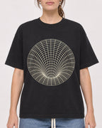 Mockup Boxy Heavyweight Tee Black female close-up 29