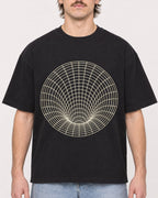 Mockup Boxy Heavyweight Tee Black male close-up 29
