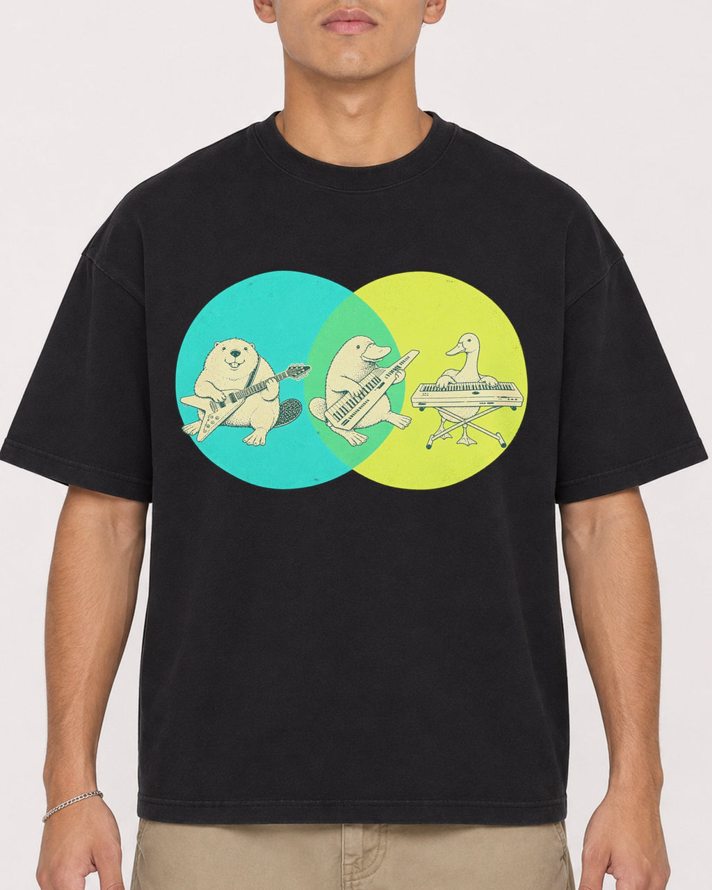 Mockup Boxy Heavyweight Tee Black male close-up 16