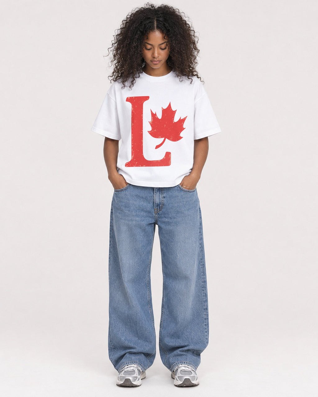 Mockup Boxy Heavyweight Tee White female full-body 05