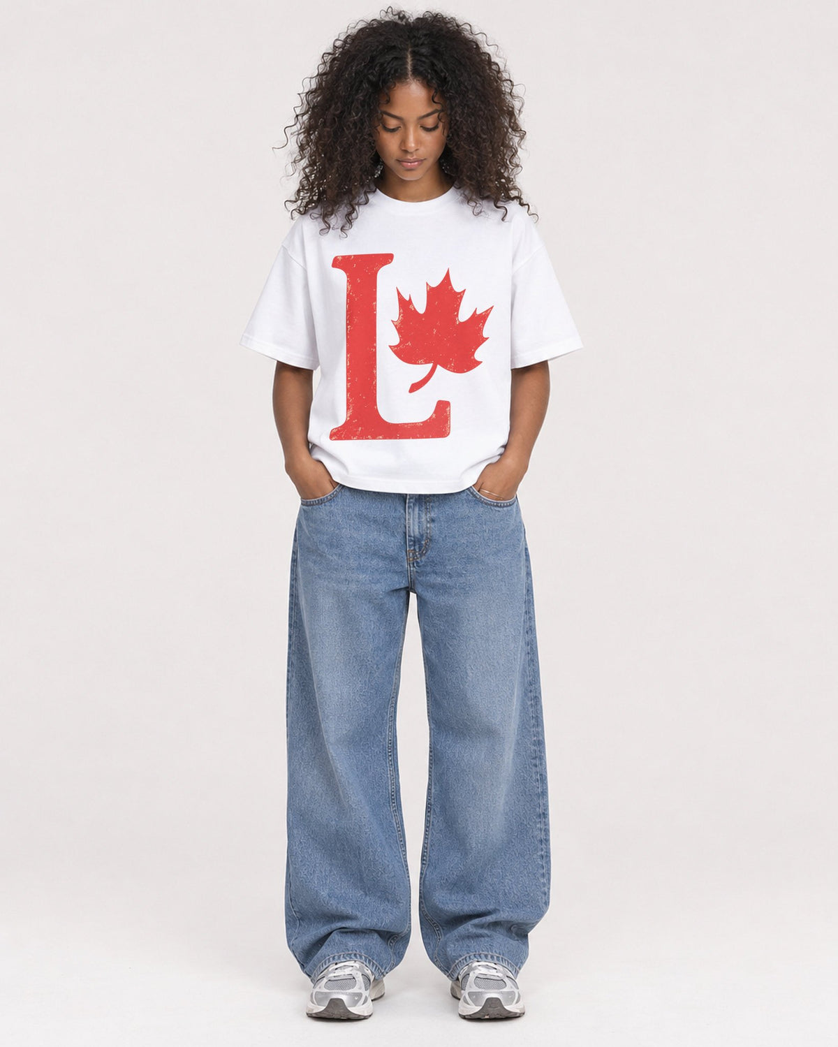 Mockup Boxy Heavyweight Tee White female full-body 05