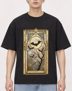 Mockup Boxy Heavyweight Tee Black male close-up 01