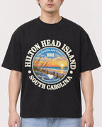 Mockup Boxy Heavyweight Tee Black male close-up 13