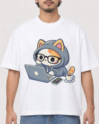 Mockup Boxy Heavyweight Tee White male close-up 02