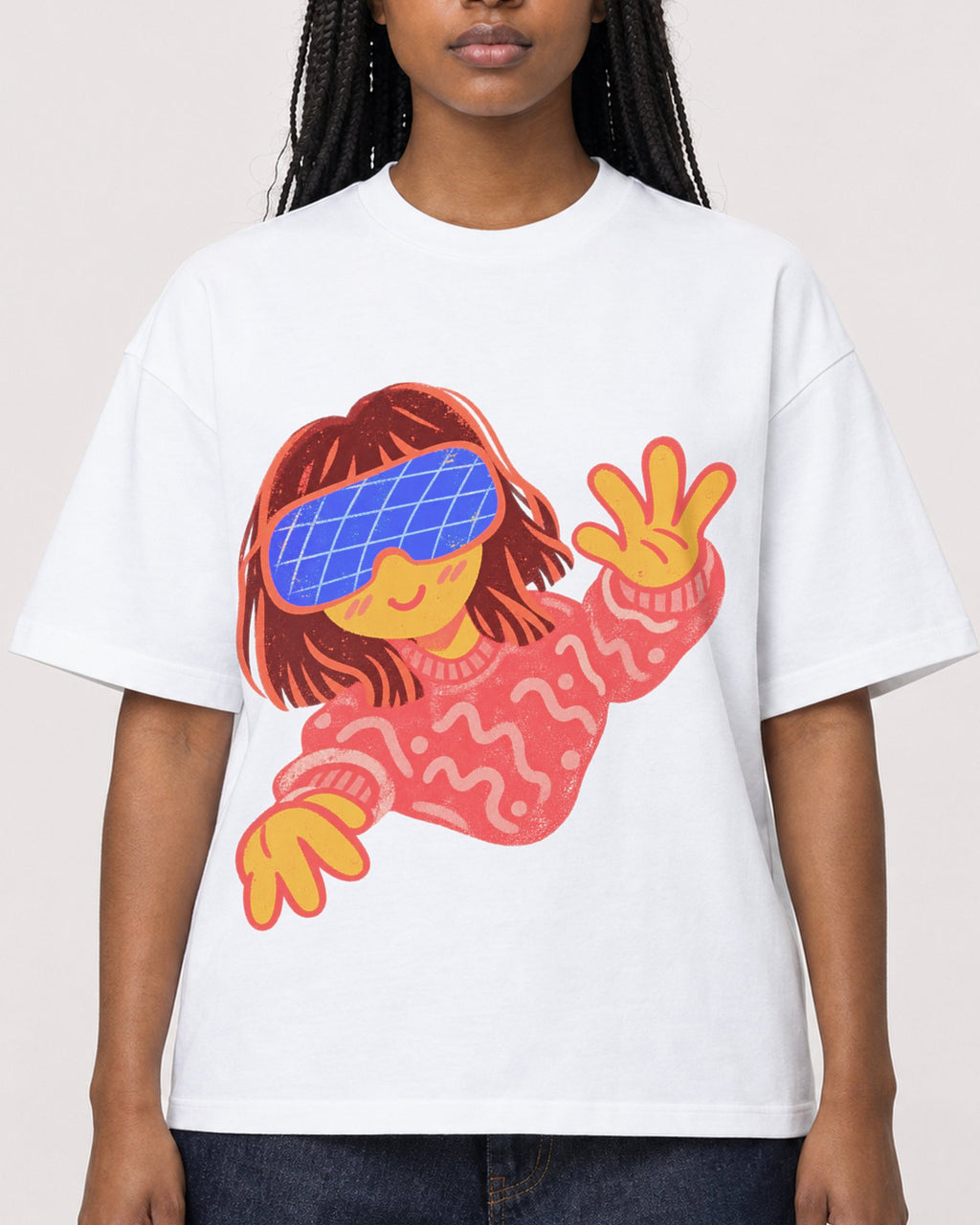 Mockup Boxy Heavyweight Tee White female close-up 04