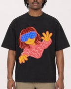 Mockup Boxy Heavyweight Tee Black male close-up 04
