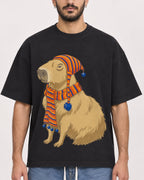 Mockup Boxy Heavyweight Tee Black male close-up 07