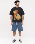 Mockup Boxy Heavyweight Tee Black male full-body 07