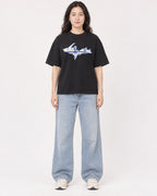 Mockup Boxy Heavyweight Tee Black female full-body 03