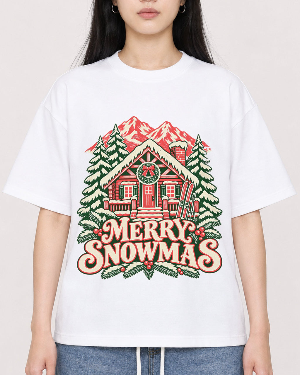 Mockup Boxy Heavyweight Tee White female close-up 01