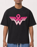 Mockup Boxy Heavyweight Tee Black male close-up 15