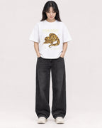 Mockup Boxy Heavyweight Tee White female full-body 13