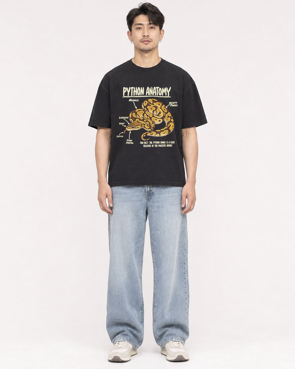 Mockup Boxy Heavyweight Tee Black male full-body 13
