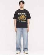 Mockup Boxy Heavyweight Tee Black male full-body 13