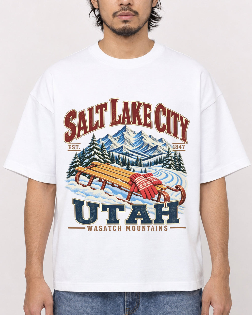 Mockup Boxy Heavyweight Tee White male close-up 22
