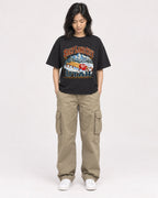 Mockup Boxy Heavyweight Tee Black female full-body 22