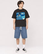 Mockup Boxy Heavyweight Tee Black male full-body 03